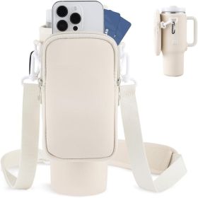 Slok Water Bottle Carrier Bag, Compatible With 40oz Tumbler With Handle, Modern Water Bottle Holder With Simple Adjustable Strap For Outdoor Walk (Option: Apricot)