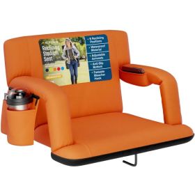 Alpcour Reclining Stadium Seat - Waterproof Foldable Camping Chair With Extra Thick Padding And Wide Back Support (Option: Orange-ExtraWide)